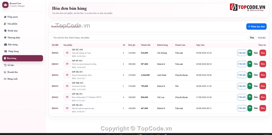 Website quản lý,quản lý cửa hàng,quản lý cửa hàng mỹ phẩm